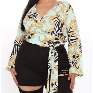 Small White Lies Print Top - Mint/Combo